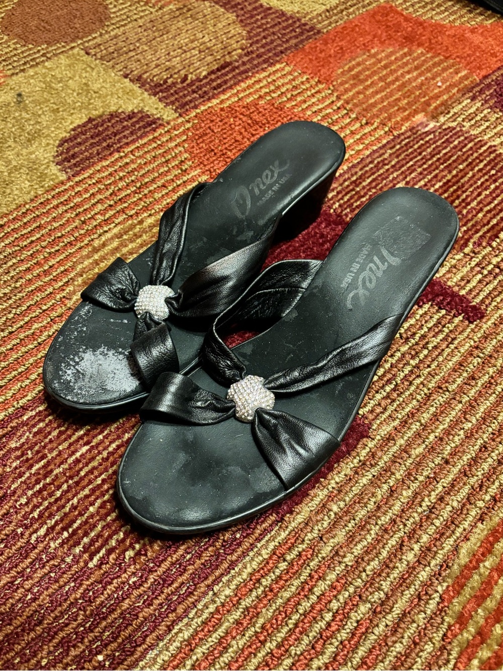 Black Rhinestone Knot Slide Sandals for Women